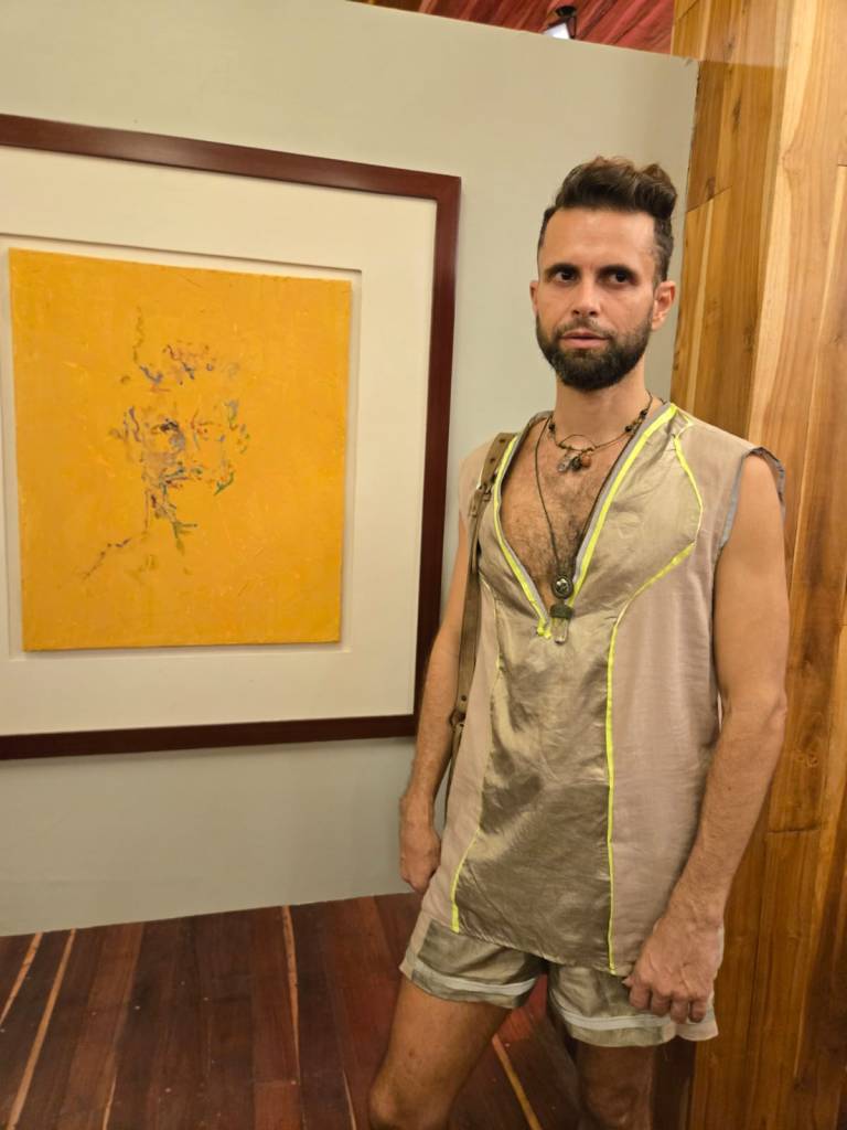 men's linen and faraday Tulum style separates in linen and faraday fabric. High vibrational fabrics. Protective suit of armor for modern life and man.